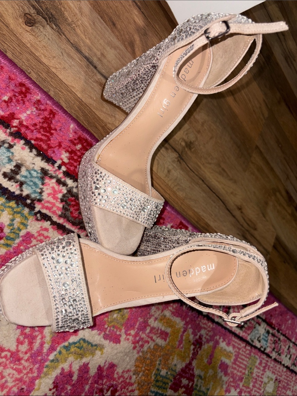 Madden Girl Blush Crystal Ankle-Strap Heels